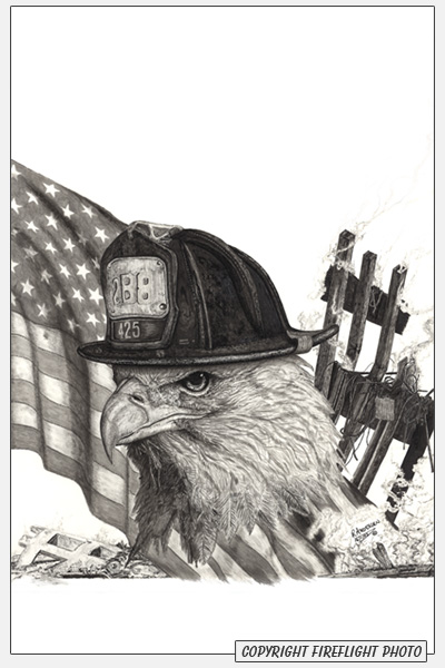 911 Tribute Eagle Pen and Ink
