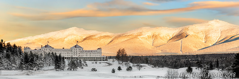 Landscape;Panoramic;Pan;Mountain;Hotel;Mount Washington;Mt Washington;New Hampshire;Winter;Snow;Sunset